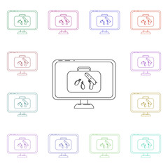 Poster - Scanning for weapons multi color style icon. Simple thin line, outline vector of airport icons for ui and ux, website or mobile application