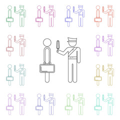Poster - Scan a passenger multi color style icon. Simple thin line, outline vector of airport icons for ui and ux, website or mobile application