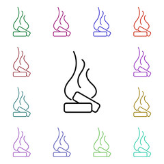 Poster - Bonfire line multi color style icon. Simple thin line, outline vector of camping icons for ui and ux, website or mobile application