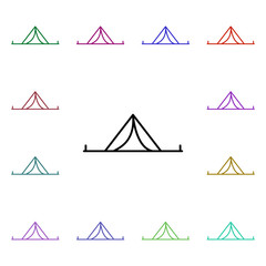 Poster - Tent line multi color style icon. Simple thin line, outline vector of camping icons for ui and ux, website or mobile application