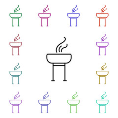 Poster - B-b-q line multi color style icon. Simple thin line, outline vector of camping icons for ui and ux, website or mobile application