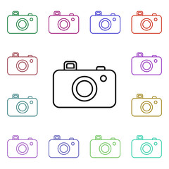 Poster - Camera line multi color style icon. Simple thin line, outline vector of camping icons for ui and ux, website or mobile application
