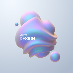 Poster - abstract composition with 3d spherical shapes. pearlescent bubbles. vector realistic illustration of