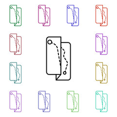Poster - Map line multi color style icon. Simple thin line, outline vector of camping icons for ui and ux, website or mobile application