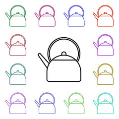 Poster - Kettle line multi color style icon. Simple thin line, outline vector of camping icons for ui and ux, website or mobile application