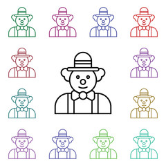 Poster - Clown multi color style icon. Simple thin line, outline vector of carnival and amusement icons for ui and ux, website or mobile application