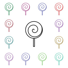 Poster - Candy multi color style icon. Simple thin line, outline vector of carnival and amusement icons for ui and ux, website or mobile application