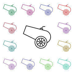 Poster - Cannon multi color style icon. Simple thin line, outline vector of carnival and amusement icons for ui and ux, website or mobile application