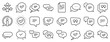 Approved, Checkmark box and Social media message. Chat and quote line icons. Chat speech bubble, Tick or check mark, Comment quote icons. Think, approved talk, speech bubble. Vector