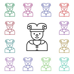 Poster - Clown multi color style icon. Simple thin line, outline vector of carnival and amusement icons for ui and ux, website or mobile application