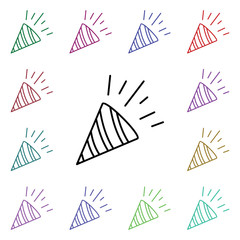 Poster - Confetti popper multi color style icon. Simple thin line, outline vector of carnival and amusement icons for ui and ux, website or mobile application