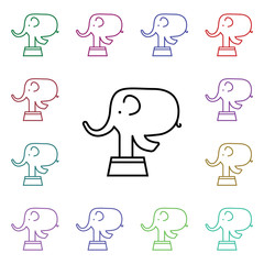 Poster - Elephant, circus multi color style icon. Simple thin line, outline vector of carnival and amusement icons for ui and ux, website or mobile application