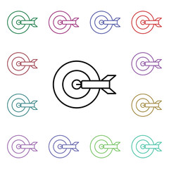 Poster - Dart, target multi color style icon. Simple thin line, outline vector of carnival and amusement icons for ui and ux, website or mobile application