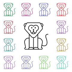 Poster - Circus leon multi color style icon. Simple thin line, outline vector of carnival and amusement icons for ui and ux, website or mobile application