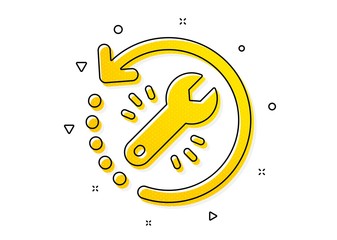 Aufkleber - Backup data sign. Recovery tool icon. Restore information symbol. Yellow circles pattern. Classic recovery tool icon. Geometric elements. Vector