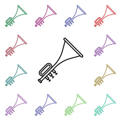 Poster - Trombone multi color style icon. Simple thin line, outline vector of carnival and amusement icons for ui and ux, website or mobile application