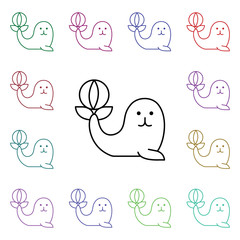 Poster - Seal, circus, ball multi color style icon. Simple thin line, outline vector of carnival and amusement icons for ui and ux, website or mobile application