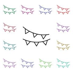 Poster - Flag decoration multi color style icon. Simple thin line, outline vector of carnival and amusement icons for ui and ux, website or mobile application