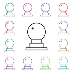 Poster - Magic crystal ball multi color style icon. Simple thin line, outline vector of carnival and amusement icons for ui and ux, website or mobile application