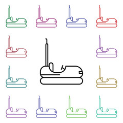 Poster - Dodgem multi color style icon. Simple thin line, outline vector of carnival and amusement icons for ui and ux, website or mobile application