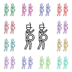 Poster - Marching band, drums multi color style icon. Simple thin line, outline vector of carnival and amusement icons for ui and ux, website or mobile application