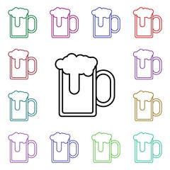 Poster - Beer multi color style icon. Simple thin line, outline vector of carnival and amusement icons for ui and ux, website or mobile application