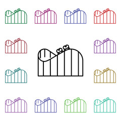 Poster - Roller coaster multi color style icon. Simple thin line, outline vector of carnival and amusement icons for ui and ux, website or mobile application