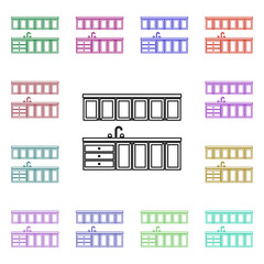 Poster - Kitchen furniture multi color style icon. Simple thin line, outline vector of furniture icons for ui and ux, website or mobile application