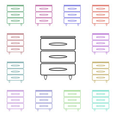 Poster - Nightstand multi color style icon. Simple thin line, outline vector of furniture icons for ui and ux, website or mobile application