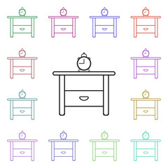 Poster - Nightstand multi color style icon. Simple thin line, outline vector of furniture icons for ui and ux, website or mobile application