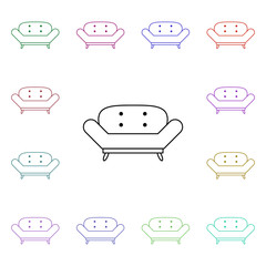 Poster - Sofa multi color style icon. Simple thin line, outline vector of furniture icons for ui and ux, website or mobile application