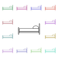 Poster - Bed multi color style icon. Simple thin line, outline vector of furniture icons for ui and ux, website or mobile application
