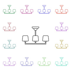 Poster - Chandelier multi color style icon. Simple thin line, outline vector of furniture icons for ui and ux, website or mobile application