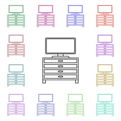 Poster - Mirror under the tv multi color style icon. Simple thin line, outline vector of furniture icons for ui and ux, website or mobile application
