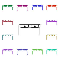Poster - Computer desk line multi color style icon. Simple thin line, outline vector of home things icons for ui and ux, website or mobile application