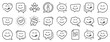 Emoticon speech bubble, social media message, smile with tongue. Yummy smile line icons. Tasty food eating emoji face icons. Delicious yummy speech bubble, happy emoticon. Vector