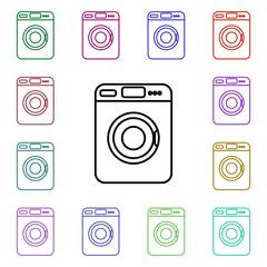 Poster - Washing machine line multi color style icon. Simple thin line, outline vector of home things icons for ui and ux, website or mobile application