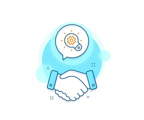 Poster - Engineering tool sign. Handshake deal complex icon. Cogwheel line icon. Idea bulb symbol. Agreement shaking hands banner. Cogwheel sign. Vector