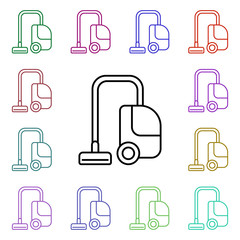Poster - A vacuum cleaner line multi color style icon. Simple thin line, outline vector of home things icons for ui and ux, website or mobile application