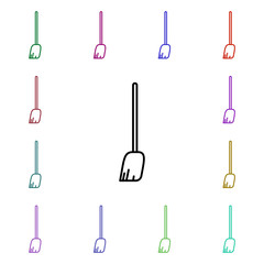 Poster - Broom line multi color style icon. Simple thin line, outline vector of home things icons for ui and ux, website or mobile application