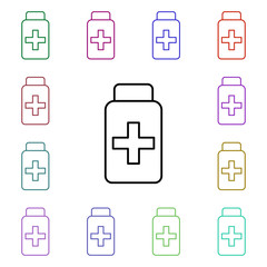 Poster - Capsule medication line multi color style icon. Simple thin line, outline vector of hospital icons for ui and ux, website or mobile application