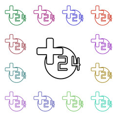 Poster - Pharmacy 24 hours line multi color style icon. Simple thin line, outline vector of hospital icons for ui and ux, website or mobile application