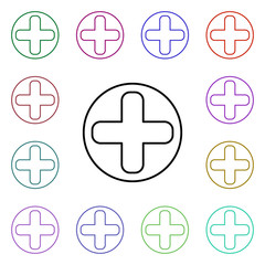 Poster - Medical cross line multi color style icon. Simple thin line, outline vector of hospital icons for ui and ux, website or mobile application