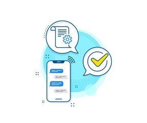 Poster - Instruction sign. Phone messages complex icon. Technical documentation line icon. Messenger chat screen banner. Technical documentation sign. Vector