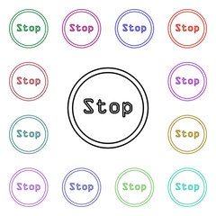 Poster - stop sign multi color style icon. simple thin line, outline vector of road sign icons for ui and ux,