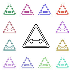 Poster - Traffic sign traffic in both directions multi color style icon. Simple thin line, outline vector of road sign icons for ui and ux, website or mobile application