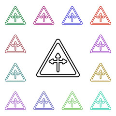 Poster - Road ahead multi color style icon. Simple thin line, outline vector of road sign icons for ui and ux, website or mobile application