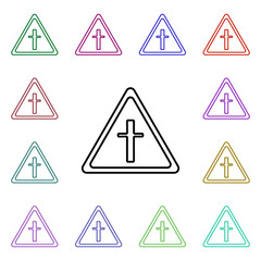 Poster - crossroads of secondary roads multi color style icon. simple thin line, outline vector of road sign 