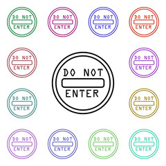 Poster - Entrance is banned road sign multi color style icon. Simple thin line, outline vector of road sign icons for ui and ux, website or mobile application