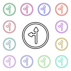 Poster - Move right or left multi color style icon. Simple thin line, outline vector of road sign icons for ui and ux, website or mobile application
